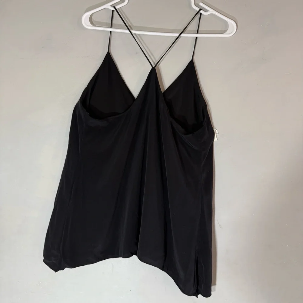 Milly 100% Silk Black Strap Tank Top